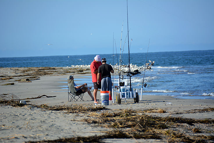 Surf fishing on Bald Head Island, NC