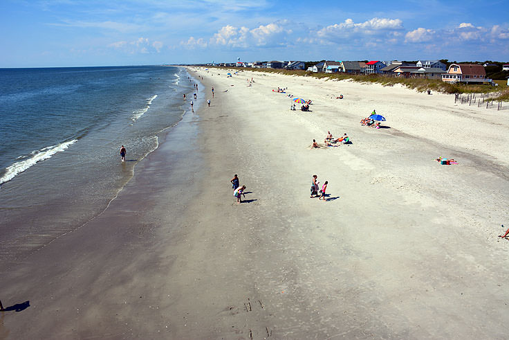 A view of the beach from Yaupon Fishing Pier