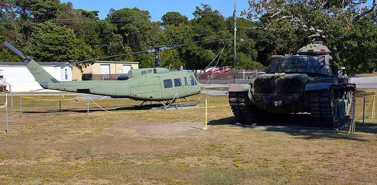 Tank and helicopter at Fort Fisher Air Force Rec Area