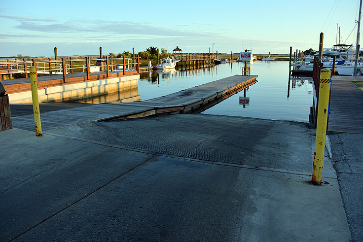 A boat ramp at Southport Marina