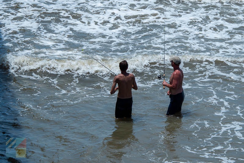 Surf fishing on the Carolina Beach shoreline