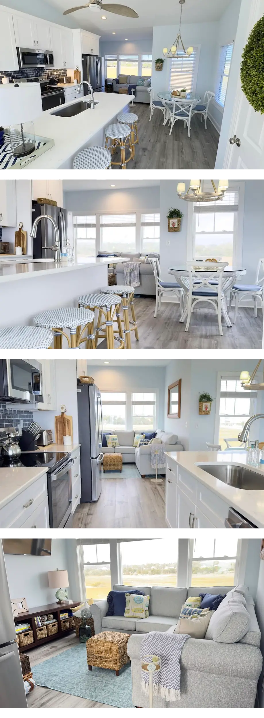 Two Water Views, 2 Beach Accesses, Best Kitchen, K Bed & Outdoor Spaces.
